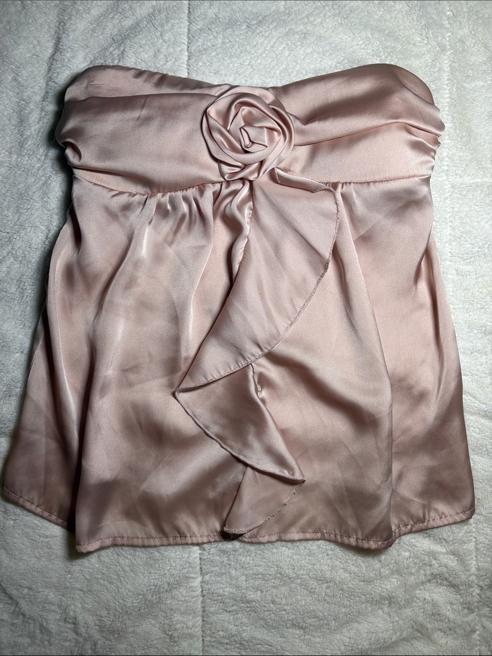 Strapless Rose-Accent Top in Light Blush